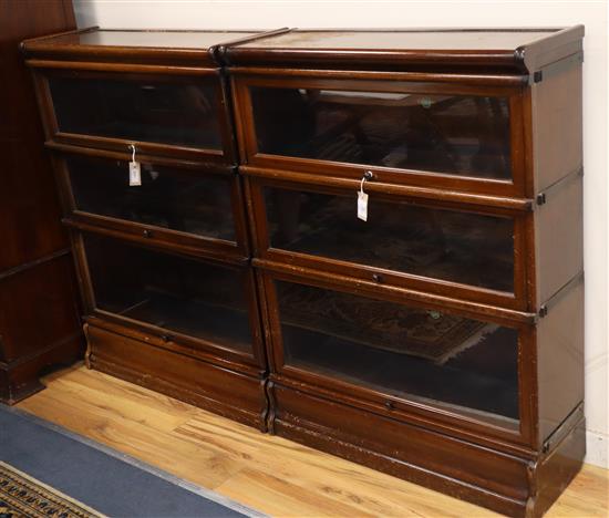 A Globe Wernicke mahogany three-section bookcase and a Globe Wernicke style bookcase W.86cm